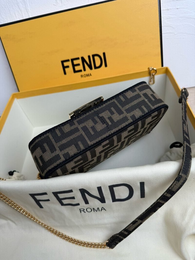 Fendii Baguette Mini FF Bag Brown Jacquard Fabric
