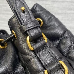 CD Caro Macrocannage Small Bucket Bag Black Lambskin