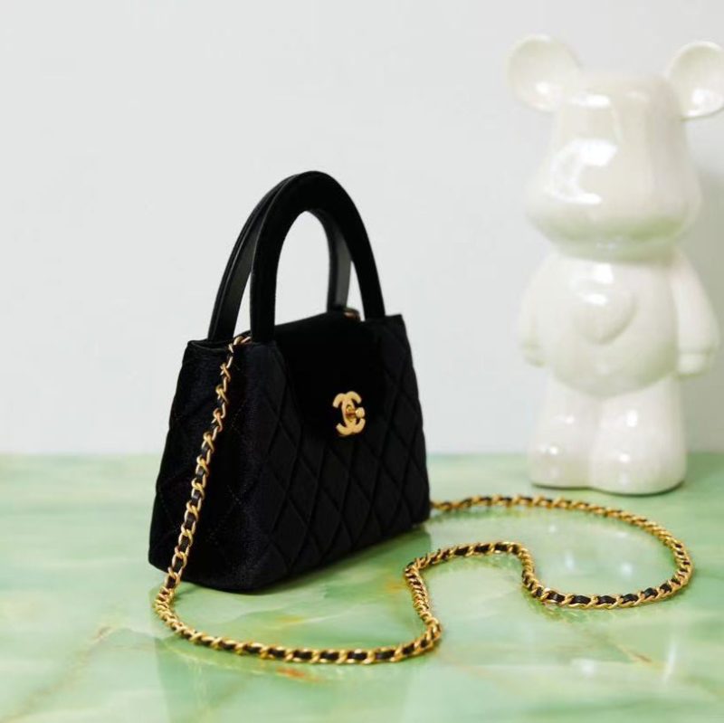 CC Quilted Mini Kelly Bag Black Velvet