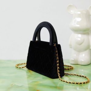 CC Quilted Mini Kelly Bag Black Velvet
