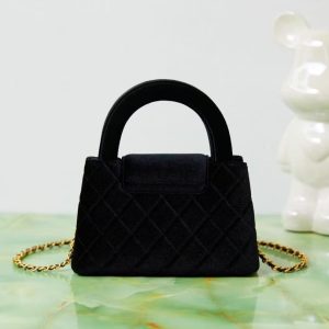 CC Quilted Mini Kelly Bag Black Velvet