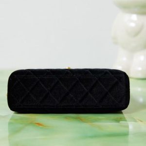 CC Quilted Mini Kelly Bag Black Velvet