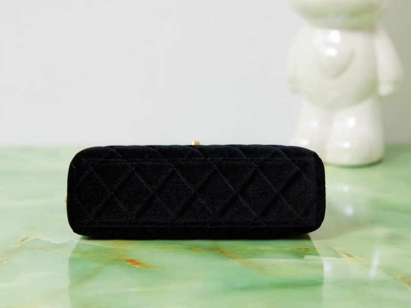 CC Quilted Mini Kelly Bag Black Velvet