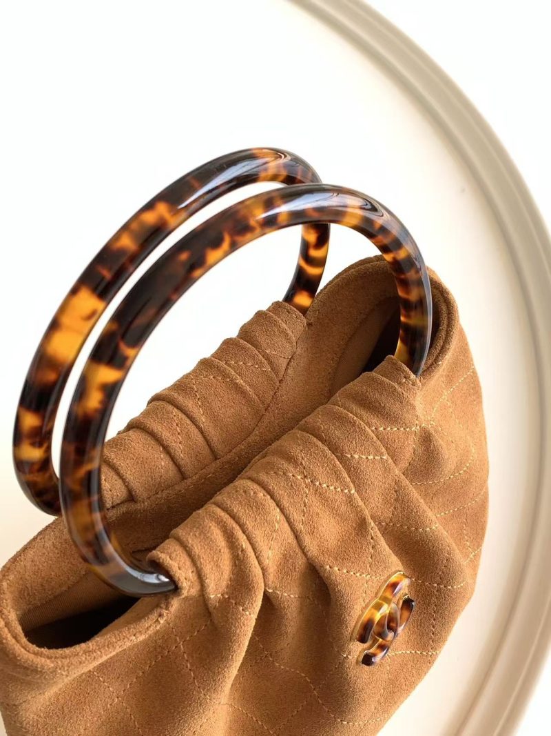 Chanel 2026 Pouch 24cm Brown Tortoiseshell Suede Effect Plexi