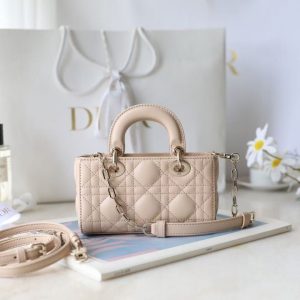 Small Lady D-Joy Bag Beige Sheepskin