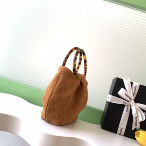 Chanel 2026 Pouch 24cm Brown Tortoiseshell Suede Effect Plexi