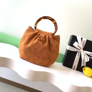 Chanel 2026 Pouch 24cm Brown Tortoiseshell Suede Effect Plexi