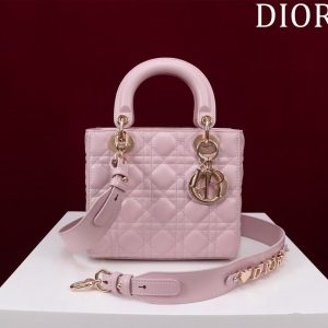 CD Medium Lady Dior 24 Bag Light Pink Lambskin
