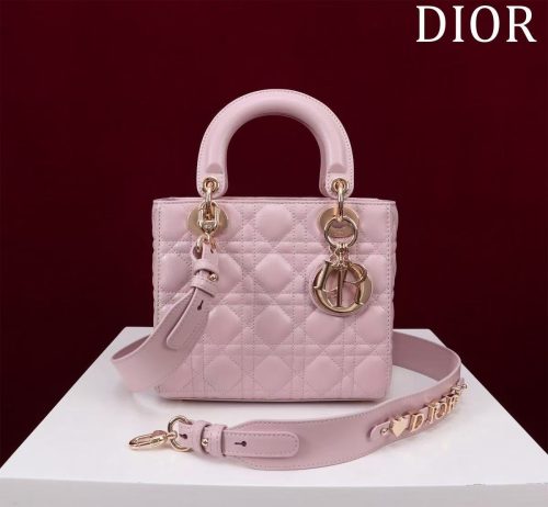 CD Medium Lady Dior 24 Bag Light Pink Lambskin