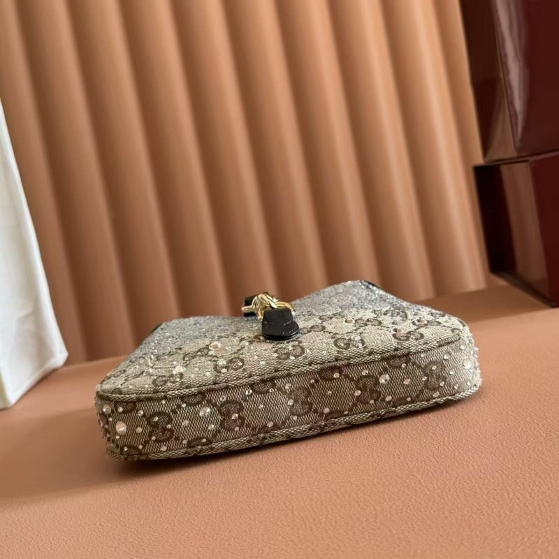 GG Jackie Notte Mini Crystal Bag Beige Brown Canvas