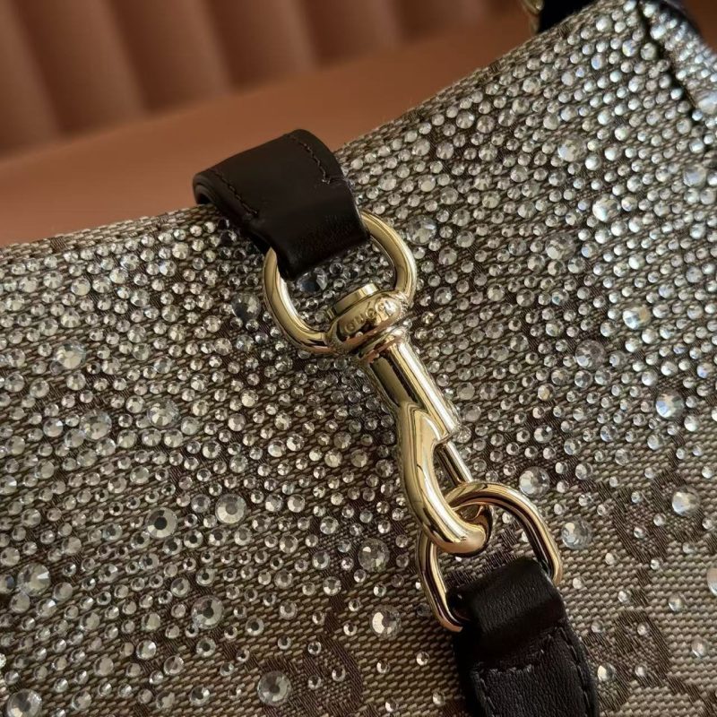 GG Jackie Notte Mini Crystal Bag Beige Brown Canvas