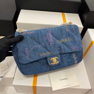 CC 22P Flap Bag Blue Denim
