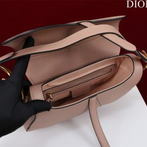 CD Saddle Bag with Strap Blush Pink Grained Calfskin