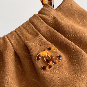 Chanel 2026 Pouch 24cm Brown Tortoiseshell Suede Effect Plexi