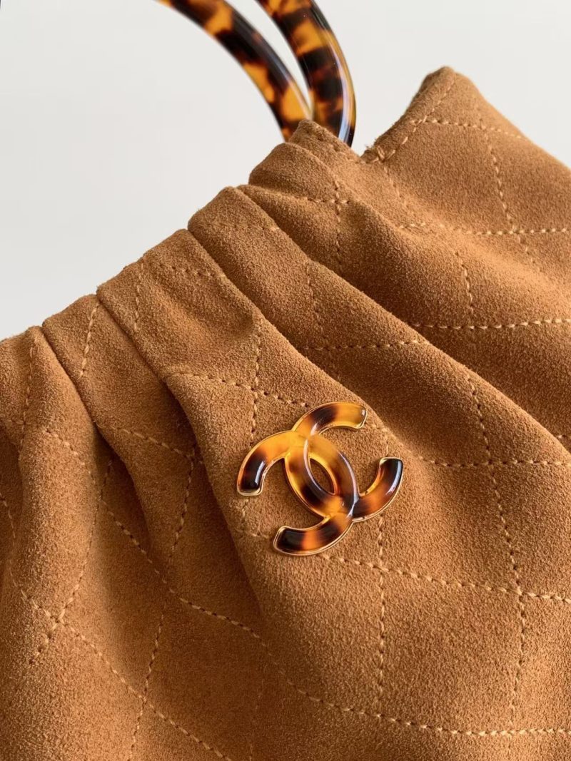 Chanel 2026 Pouch 24cm Brown Tortoiseshell Suede Effect Plexi