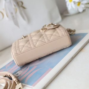 Small Lady D-Joy Bag Beige Sheepskin
