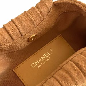 Chanel 2026 Pouch 24cm Brown Tortoiseshell Suede Effect Plexi