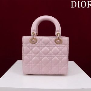 CD Medium Lady Dior 24 Bag Light Pink Lambskin