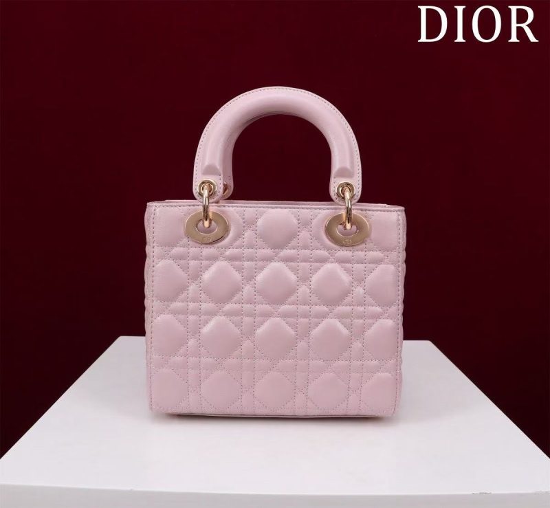 CD Medium Lady Dior 24 Bag Light Pink Lambskin