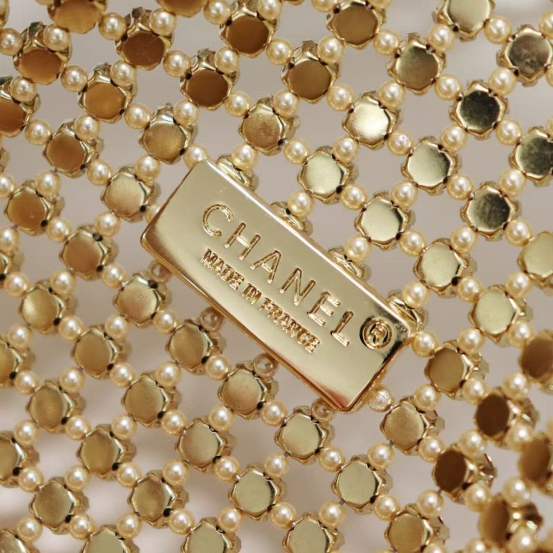 CC Crystal Flap Bag With Pouch Beige Lambskin