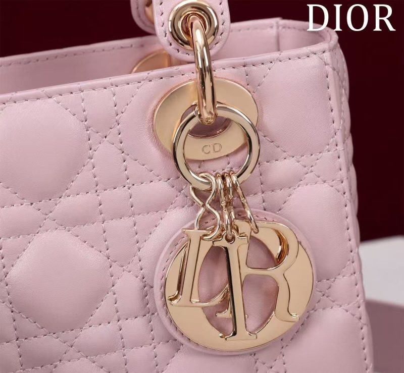 CD Medium Lady Dior 24 Bag Light Pink Lambskin