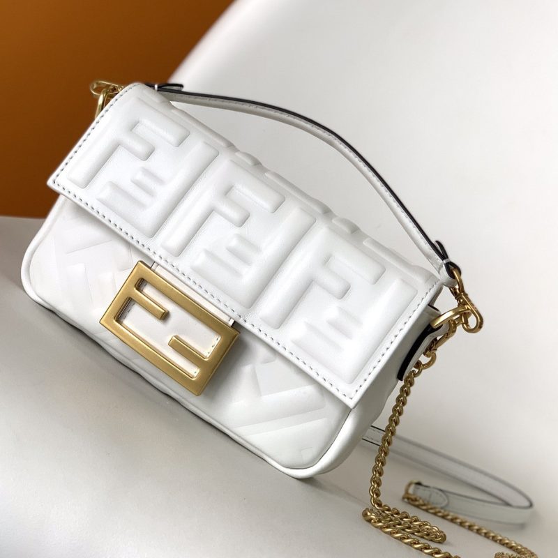 i1678773384_9748_0_29dea12a-a9d7-4a63-aee9-4259b402b8e0 Mini Baguette Bag 20 With FF Motif White Leather Ghw