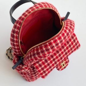 CC Houndstooth Backpack 28 Red Wool Tweed