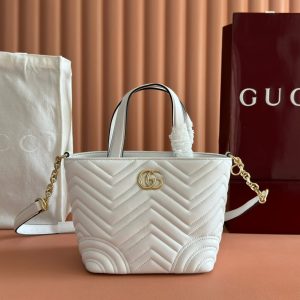 GG 2025 Marmont Tote Bag White Sheepskin