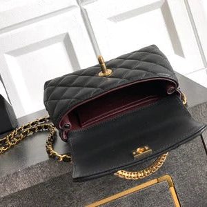 Chanel 2026 Quilted Coco Handle Flap Bag 14cm Black Calfskin