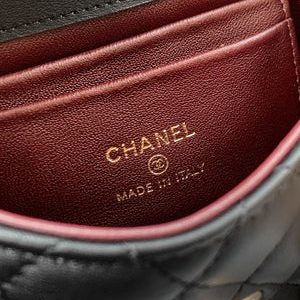 Chanel 2026 Quilted Coco Handle Flap Bag 14cm Black Calfskin