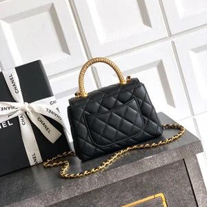 Chanel 2026 Quilted Coco Handle Flap Bag 14cm Black Calfskin