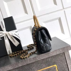 Chanel 2026 Quilted Coco Handle Flap Bag 14cm Black Calfskin