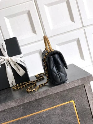 Chanel 2026 Quilted Coco Handle Flap Bag 14cm Black Calfskin