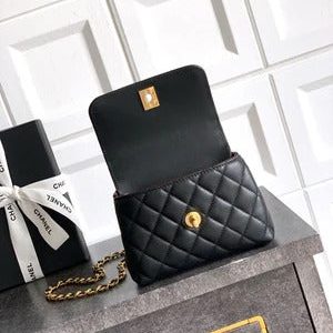 Chanel 2026 Quilted Coco Handle Flap Bag 14cm Black Calfskin