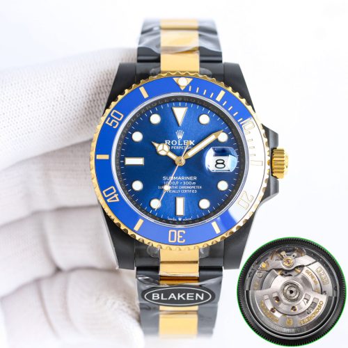 Rolex Blaken Submariner 40mm Black Gold Blue Dial