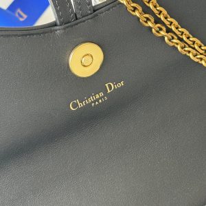 CD S5907CNKO Medium Saddle Pouch with Chain 21.5cm Blue Jacquard Cowhide GHW