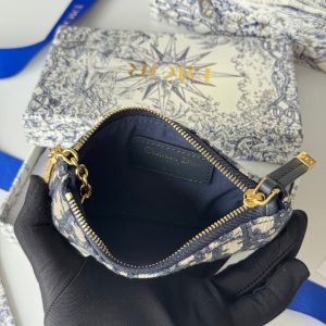 CD 30 Montaigne Coin Purse Key Bag Blue Jacquard GHW