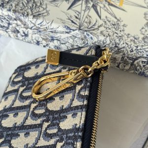CD 30 Montaigne Coin Purse Key Bag Blue Jacquard GHW