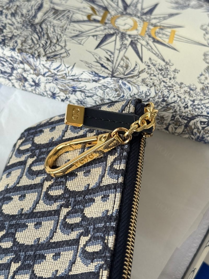 CD 30 Montaigne Coin Purse Key Bag Blue Jacquard GHW