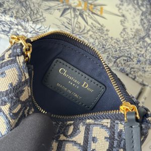 CD 30 Montaigne Coin Purse Key Bag Blue Jacquard GHW