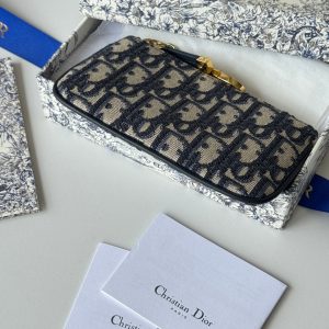 CD 30 Montaigne Coin Purse Key Bag Blue Jacquard GHW