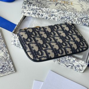 CD 30 Montaigne Coin Purse Key Bag Blue Jacquard GHW