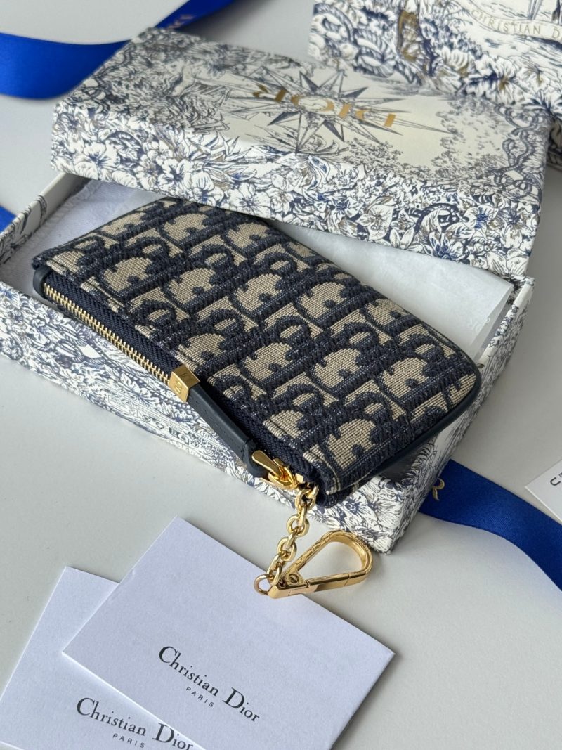 CD 30 Montaigne Coin Purse Key Bag Blue Jacquard GHW