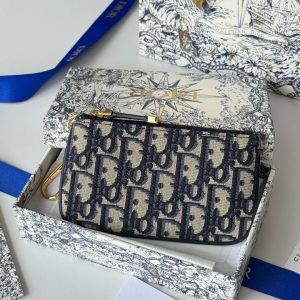 CD 30 Montaigne Coin Purse Key Bag Blue Jacquard GHW