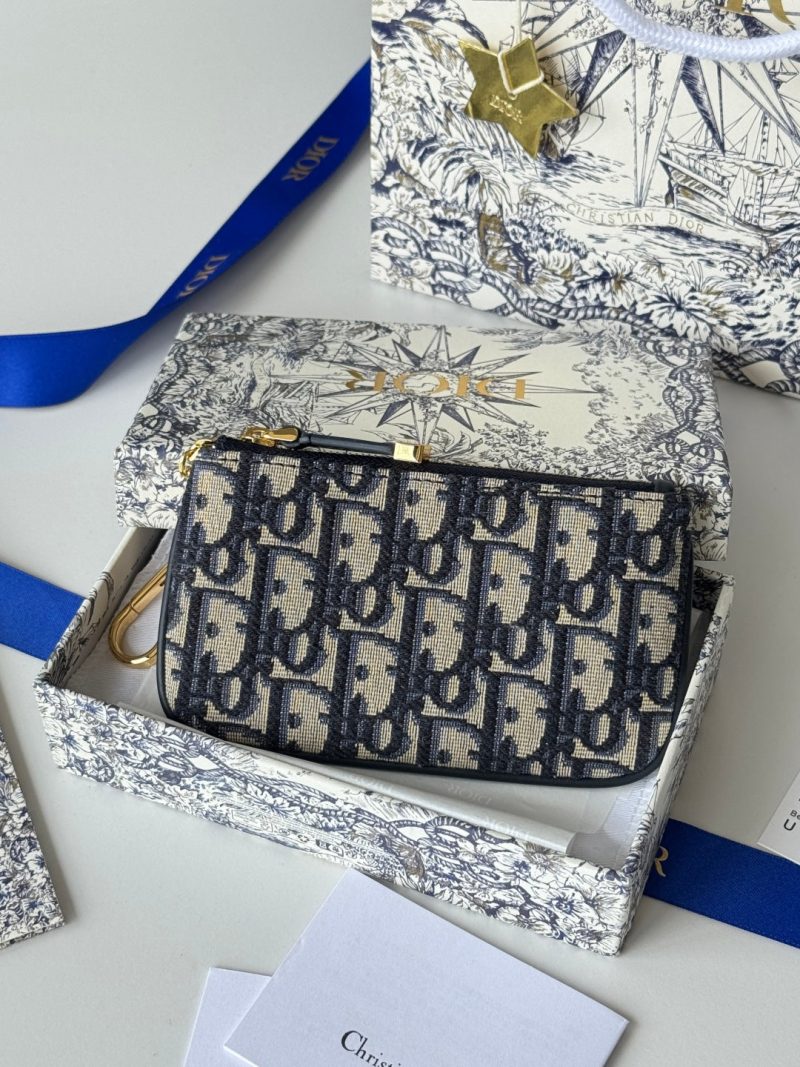 CD 30 Montaigne Coin Purse Key Bag Blue Jacquard GHW