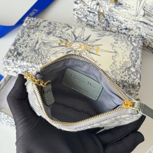 CD 30 Montaigne Coin Purse Key Bag Grey Jacquard GHW