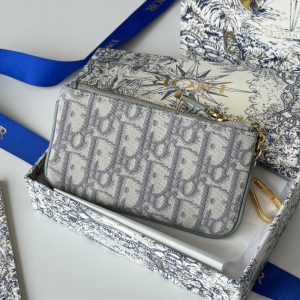 CD 30 Montaigne Coin Purse Key Bag Grey Jacquard GHW