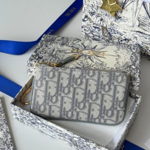 CD 30 Montaigne Coin Purse Key Bag Grey Jacquard GHW