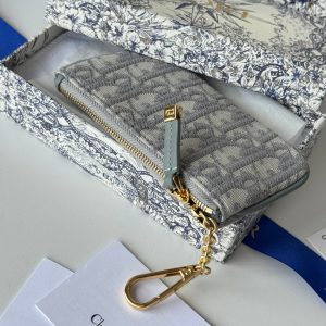 CD 30 Montaigne Coin Purse Key Bag Grey Jacquard GHW