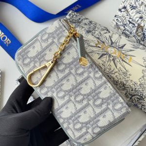 CD 30 Montaigne Coin Purse Key Bag Grey Jacquard GHW